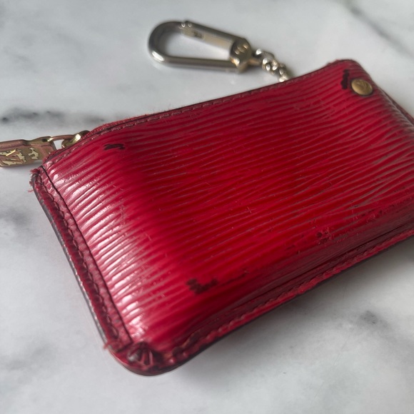 Louis Vuitton 💯 Authentic Red Epi Les Cles Leather Keychain Card Holder - Picture 5 of 9
